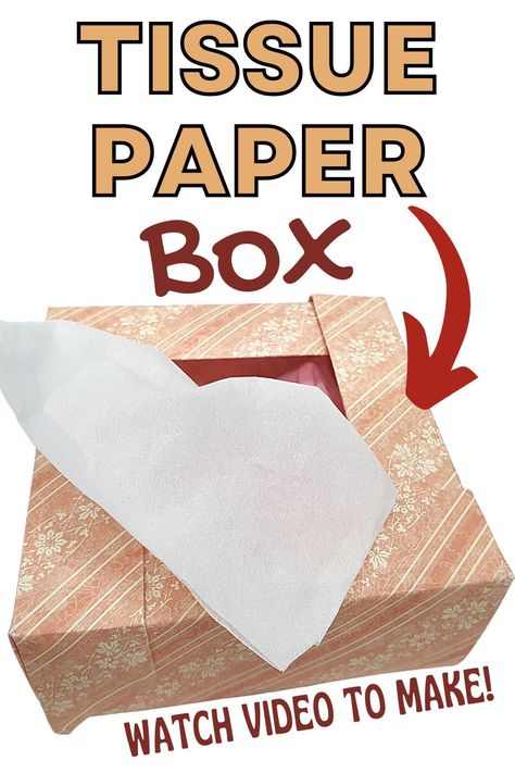 How to make a tissue paper box in any size. Follow the video to make this DIY tissue paper box for every room in your house Tissue Paper Box Design Ideas, Tissue Paper Box Diy, Crafts With Toilet Paper Rolls, Paper Box Tutorial, Graphic 45 Tutorials, One Page Wonder, Paper Craft Step By Step, Paper Gift Ideas, Gift Ideas For Mothers Day