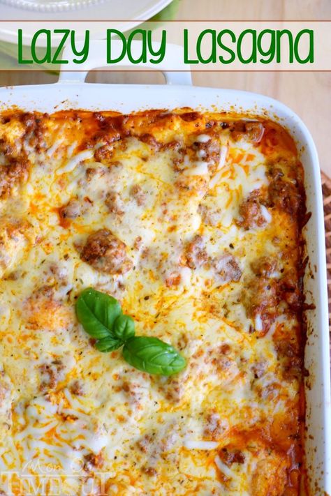 Lazy Day Lasagna, Lasagna Recipe With Ricotta, Lazy Lasagna, Mom On Timeout, Crunch Bars, Easy Lasagna Recipe, Comfort Dishes, Lasagna Recipe, Lazy Day