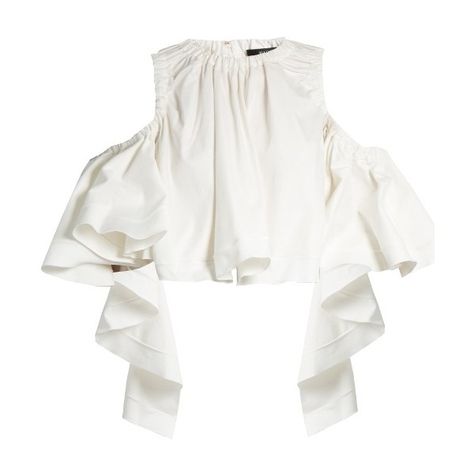 Ellery Ruffled stretch-cotton cropped top (€485) ❤ liked on Polyvore featuring tops, white, cold shoulder crop top, white open shoulder top, ruffle crop top, flounce tops and white crop tops White Cold Shoulder Top, Cold Shoulder Crop Top, Flounce Top, Casual Wear Dress, Ruffle Crop Top, Cotton Crop Top, Shoulder Tops, Shoulder Crop Top, White Crop Top