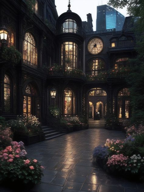 Mysterious House, Gothic Houses Victorian, Emo House Exterior, Victorian Castle Interior, Magical House Aesthetic, Gothic Bloxburg House, Gothic Houses, Gothic Home Exterior, Gothic Mansion Exterior