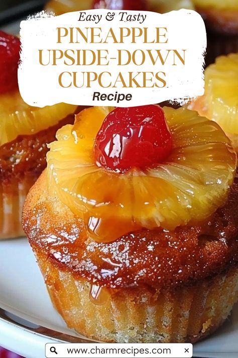 How to Make Pineapple Upside-Down Cupcakes from Scratch Easy Desserts For The Lake, Pineapple Upside Down Cake For One, Pineapple Upside Down Muffins Cupcakes, Recipe For Pineapple Upside Down Cake, Pineapple Upside Down Cake Recipe Mini, Pineapple Upside Down Birthday Cake, Pineapple Upside Down Bars, Pineapple Upside Down Cupcakes Easy, Duncan Hines Pineapple Upside Down Cake