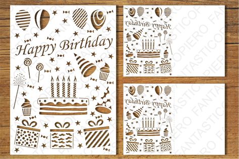 Happy Birthday 5 card SVG files for Silhouette and Cricut. Happy Birthday Stencil Templates, Birthday Card Svg, Cricut Birthday Cards, Free Happy Birthday Cards, Cricut Birthday, Birthday 5, Free Birthday Card, Anniversary Greetings, Card Svg