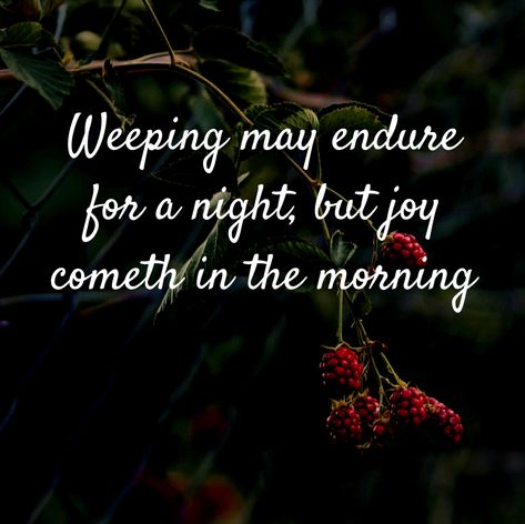 Weeping may endure for a night, but joy cometh in the morning Weeping May Endure For A Night, Joy Cometh In The Morning, Joy Comes In The Morning, Inspirational Quotes From Books, Christian Inspiration, Christian Life, Jesus Quotes, In The Morning, The Morning