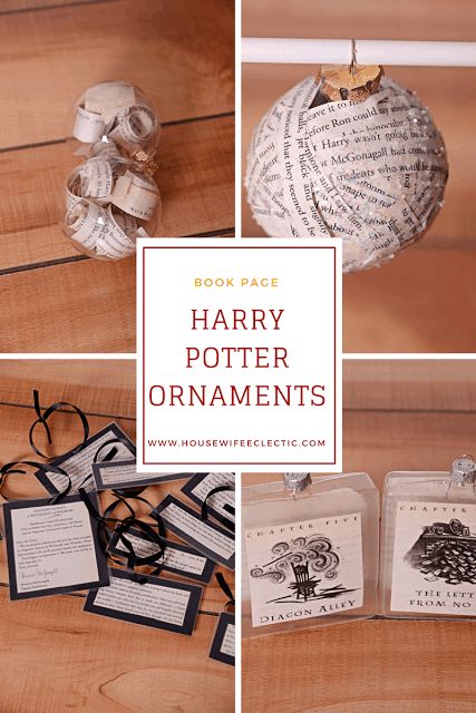 Book Page Harry Potter Ornaments - Housewife Eclectic Who Christmas Tree, Harry Potter Christmas Diy, Diy Harry Potter Ornaments, Harry Potter Tree, Harry Potter Ornament, Harry Potter Weihnachten, Harry Potter Christmas Ornaments, Harry Potter Christmas Decorations, Doctor Who Christmas