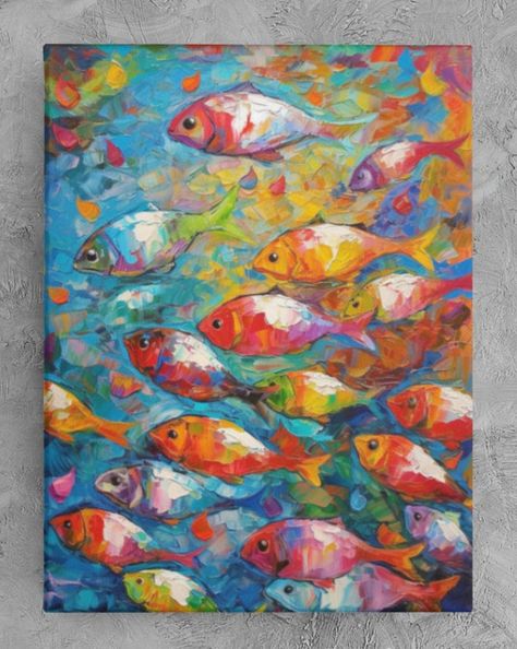 Fish Pastel Drawing, Ocean Fish Painting, Acrylic Fish Painting, Funky Paintings, Abstract Fish Painting, Fish Paintings, Colourful Fish, Ocean Quilt, Sea Creatures Art