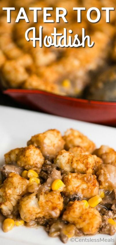 Easy Hotdish Recipes, Easy Tater Tot Casserole, Tater Tot Hotdish, Tater Tot Recipes, Hotdish Recipes, Tater Tot Casserole Recipes, Cream Of Mushroom Soup, Cream Of Mushroom, Tater Tots