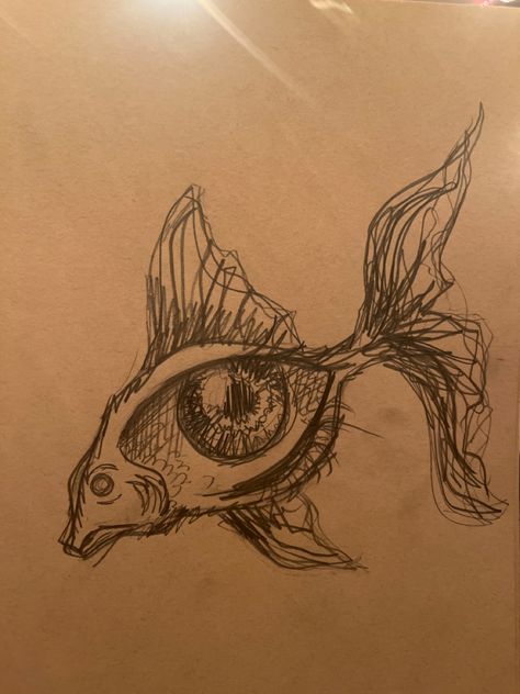 Eye fish drawing Eye Fish Drawing, Fish Eye Drawing, Ocean Drawing, How To Draw Eyebrows, Fish Drawings, Fish Shapes, Animal Sketches, Eye Drawing, Surreal Art