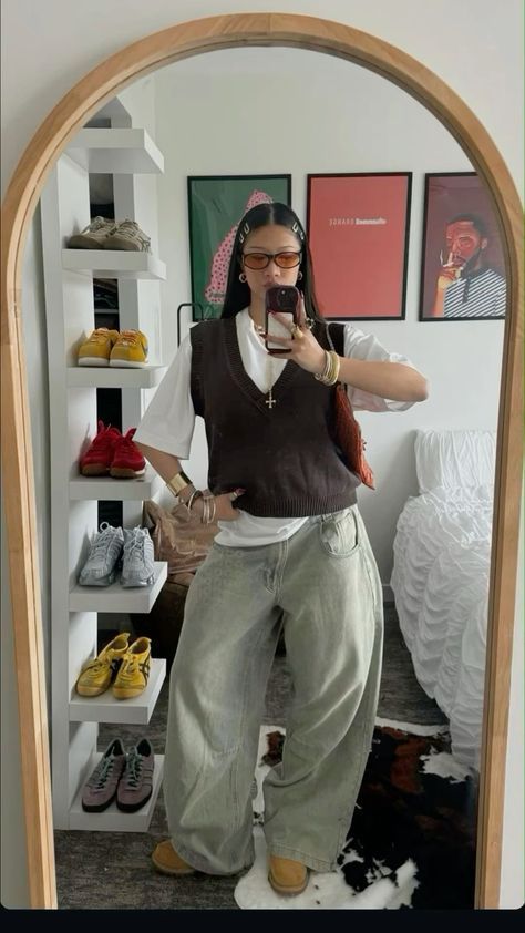 Boho Streetwear Outfits, Cfg Outfit, Tomboy Fall Outfits, Fashion Killa Outfits, How To Have Style, Ootd Streetwear, Street Style Outfits Casual, Streetwear Inspo, Brown Vest