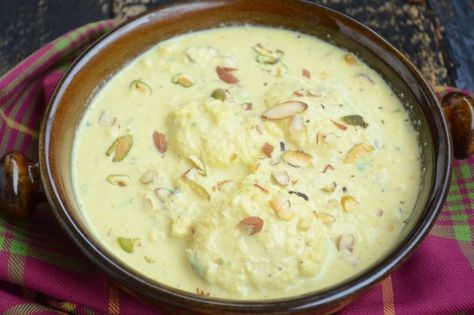 Rasmalai is my favourite sweet and I just can't resist when I see it in the sweet shops. Rasmalai looks amazing and appealing, and the taste is just irresistible. But here's the best part: rather t... Rabri Recipe, Rasmalai Recipe, Mango Bread, Yellow Foods, Indian Dessert Recipes, India Food, Indian Sweet, Indian Desserts, Indian Sweets