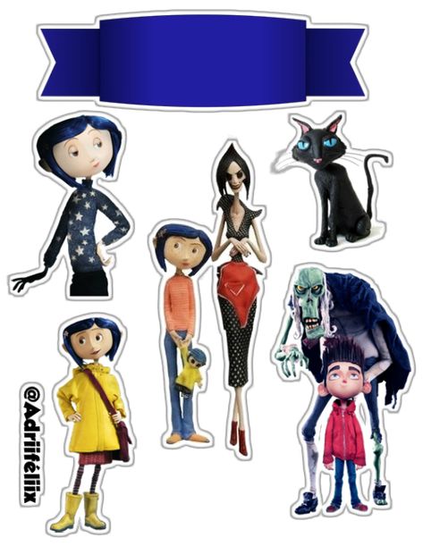 Coraline Birthday, Vegetable Coloring Pages, Coraline Jones, Cartoon Cake, Cute Bookmarks, Coraline, Print Stickers, Paper Dolls, Cute Stickers