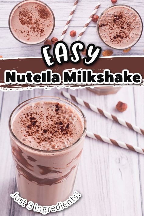 This easy Nutella milkshake recipe is the perfect dessert for Nutella lovers! With just three ingredients, it's a deliciously simple way to treat yourself when you're in the mood for something sweet! #nutellamilkshake #nutella #milkshake #milkshakerecipe #easymilkshake #nutellarecipe