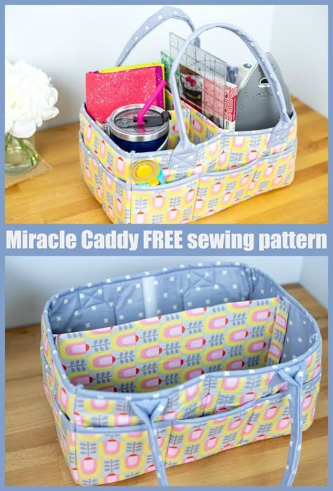 Sew Fabric Basket, Basket Sewing Pattern, Sewing Caddy, Sew Bags, Bags To Sew, Quilted Bags, Sewing Basket, Bags Sewing, Sewing Project Ideas