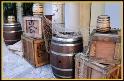 Pirate Themed Party Decorating Ideas | Entertaining & Hosting Events Party Ideas For Adults Decoration, Pirate Scene, Pirate Halloween Decorations, Pirate Halloween Party, Pirate Props, Party Ideas For Adults, Viking Party, Wooden Shipping Crates, Pirate Decor