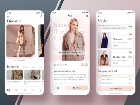 Hey, friends. This is an app that allows you to pick the most stylish outfits of the season. Here you can choose the most suitable for your fashion item in the quarter, I hope you like it, And clic... Fashion App Design, Outfit App, Fashion Apps, Interface App, Fashion Web Design, Ui Design Mobile, Ux Design Process, Ui Ux 디자인, Ui Color