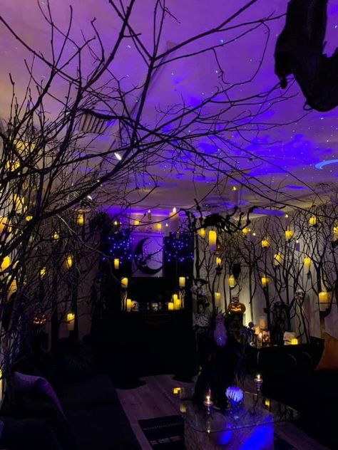 Halloween Ballroom Decor, Haunted Ballroom Decorations, Halloween Ballroom, Haunted Homecoming, Halloween Ceiling, Halloween Dance Party, Gothic Chandelier, Homecoming Themes, Castle Party