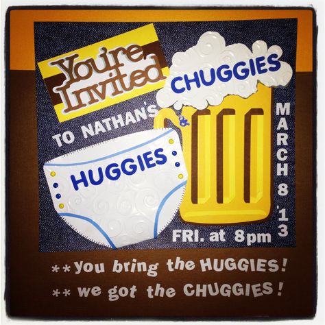 Huggies & Chuggies Invitation love this idea @Sarah Chintomby Chintomby Chintomby Wiegner THANKS MIKE! lol Hugs And Chugs Party, Banner Ideas, Baby Shower Gender Reveal, Party Party, Youre Invited, Baby Shower Parties, Gender Reveal, Party Planning, Gum