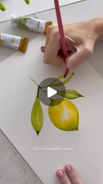 Kerrie Hess on Instagram: "When life gives you lemons… 🍋 Paint them in watercolor with me! #painting #tutorial #lemon" Paint Lemon, Lemon Drawing, Kerrie Hess, Lemon Watercolor, Easy Flower Painting, Lemon Painting, Lemon Flowers, Lemon Art, Watercolor Tutorial