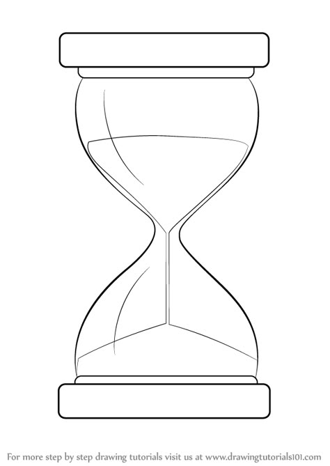 Hourglass Tattoo Outline, Hour Glass Painting Easy, Easy Hourglass Drawing, How To Draw An Hourglass Step By Step, Hour Glass Art Drawing, Hourglass Drawings, Time Drawing Clock, Hour Glass Sketch, Simple Objects To Draw