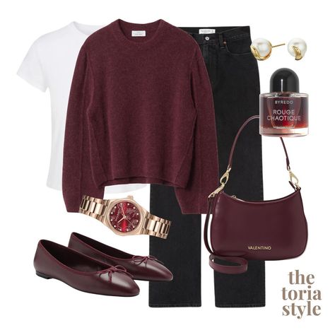 burgundy styled 🍒♥️✨ save this post for future outfit inspo ✨ be sure to follow @thetoriastyle for daily outfits! 🤍 #dailyoutfitinspo #dailystyleinspo #neutralstyling #outfitstyling #lookbook#styleideas #simplestyling #autumnoutfits #autumnfashion #autumnstyling Daily Outfits Winter, Burgundy And Olive Green Outfits, Burgandy Outfits Aesthetic, Minimalism Style Outfits, Burgundy Aesthetic Outfit, Burgundy Winter Outfits, Burgundy Shirt Outfit, Outfits Aesthetic Autumn, Burgundy Fall Outfits