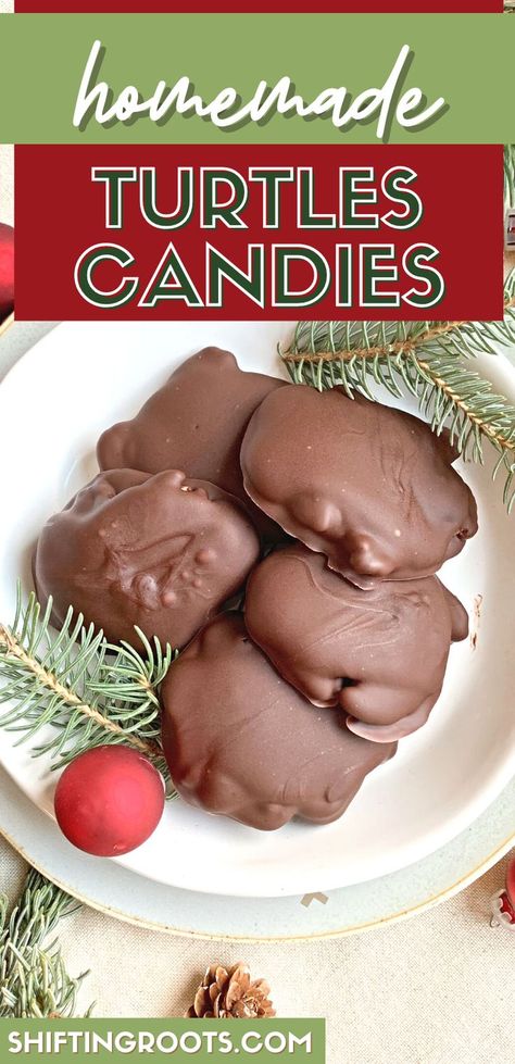 Turtle Tassies, Pecan Turtles Recipe, Turtle Treats, Turtle Candies, Homemade Turtles, Turtle Recipe, Turtles Candy, Homemade Candy Bars, Caramel Ingredients