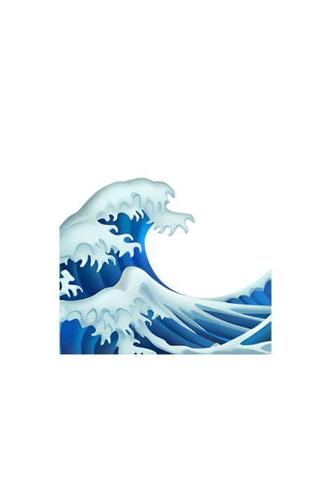 The 🌊 Water Wave emoji depicts a blue wave with white foam at the top, curling to the left. The wave appears to be crashing or breaking, with a sense of movement and energy. The emoji is often used to represent the ocean, water sports, or a sense of calm or relaxation. Water Emoji, Wave Emoji, Ocean Icons, Blue Emojis, Ocean Png, Wave Icon, Iphone Png, Phone Emoji, Emojis Iphone