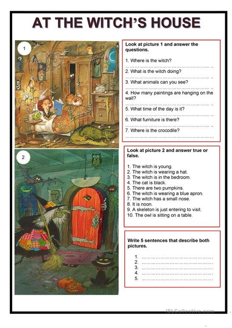 Witch Worksheets, Parts Of Speech Practice, Halloween Teaching, Witch's House, Halloween Lesson, Halloween Worksheets, Primary Activities, Kids English, Halloween Activities For Kids