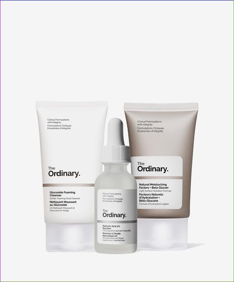 A three-piece set of skincare essentials including a cleanser, a serum, and a moisturiser.Upgrade your skincare regimen with The Clear Set bundle by The Ordinary. In this set you’ll find three skincare essentials that promise hydration and a smoother complexion. The __[Glucoside Foaming Cleanser](https://www.beautybay.com/p/the-ordinary/glucoside-foaming-cleanser/)__ effectively helps to remove dirt and impurities from the skin, the __[Salicylic Acid 2% Solution](https://www.beautybay.com/p/the-ordinary/salicylic-acid-2-solution/)__ smooths irregular skin textures, removes dead skin cells, and clears congestion from clogged pores, and the __[Natural Moisturizing Factors   Beta Glucan](https://www.beautybay.com/p/the-ordinary/natural-moisturizing-factors-ha/natural-moisturizing-factors-ha-3 Rich Girl Christmas, The Ordinary Cleanser, Girl Vanity, Girls Vanity, Ordinary Skincare, Skincare Wishlist, Blind Date With A Book, Uiux Design, Date With A Book