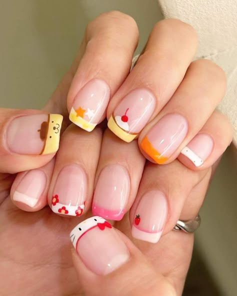 Gel Nails Shape, Hello Nails, Hippie Nails, Cute Nail Art Designs, Casual Nails, Blush Nails, Hello Kitty Nails, Pretty Gel Nails, Really Cute Nails