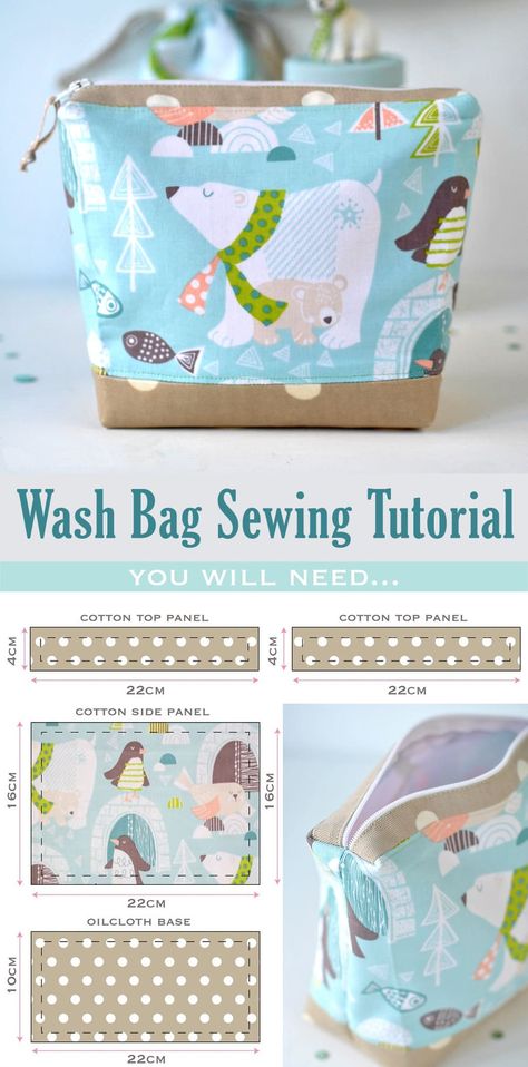 Wash Bag Sewing Tutorial Wash Bag Sewing Pattern, Toiletries Bag Sewing Pattern, Pochette Diy, Bag Sewing Tutorial, Small Ideas, Diy Sewing Tutorials, School Craft, Sewing Bags, Sewing Tutorials Free