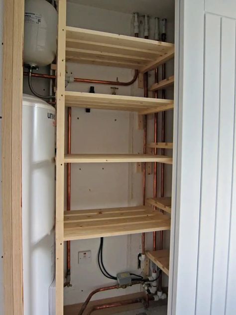 Hot Water Cupboard Storage, Boiler Closet Ideas, Airing Cupboard Storage With Boiler, Boiler Cupboard Storage, Airing Cupboard Storage Ideas, Airing Cupboard Ideas With Boiler, Hot Press Storage Ideas, Boiler Cupboard Ideas Storage, Airing Cupboard Storage