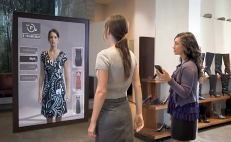 virtual dressing room Interactive Mirror, Interactive Retail, Interactive Touch Screen, Digital Retail, Retail Technology, Retail Marketing, Smart Mirror, Interactive Display, Experiential Marketing