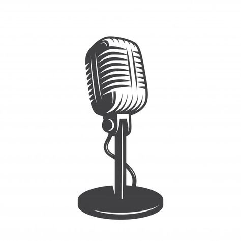 Of isolated retro, vintage microphone. | Free Vector #Freepik #freevector #vintage #music #retro #microphone Microphone Drawing, Retro Headphone, Radio Icon, Microphone Icon, Automotive Logo Design, Audio Recorder, Website Logo Design, Music Illustration, Paper Background Texture