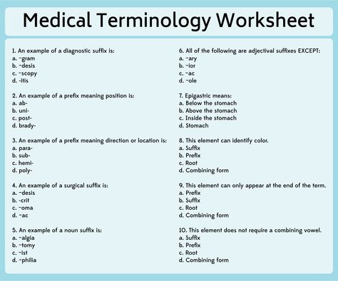 Medical Assistant Worksheets, Emt Worksheets, Medical Terminology Study Cheat Sheets, Medical Terminology Worksheets, Medical Worksheets, Medical Terminology Cheat Sheet, Medical Terminology Flash Cards, Sterile Processing, Medical Terminology Study