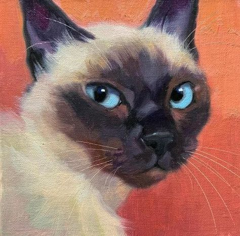 Daily Paintworks - "Adopt629" - Original Fine Art for Sale - © Katya Minkina Siamese Cat Painting, Katya Minkina, Cat Siamese, Gallery Website, Cat Portrait, Animals Artwork, Cats Illustration, Daily Paintworks, Cat Portraits