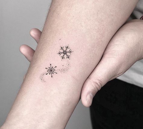 A Snowflake Snow Flakes Tattoo Design, Snowflakes Tattoo Design, Small Christmas Tattoos For Women, Winter Inspired Tattoos, Tiny Snowflake Tattoo, Snow Tattoo Snowflakes, Snow Flakes Tattoo, Snowflake Tattoo Design, Winter Tattoo Ideas