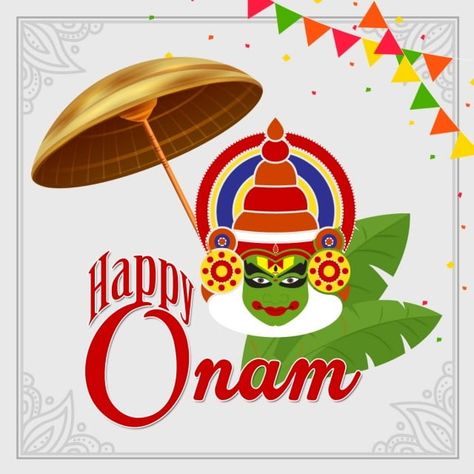 Indian Festival Drawing, Kerala Kathakali, Maa Annapurna, Kathakali Face, Umbrella Clipart, Onam Greetings, Festival Drawing, Onam Wishes, Happy Christmas Greetings