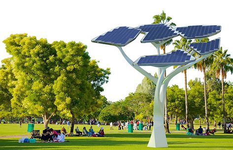 Solar Tree to Charge Phones and Avail Free Wi-Fi in Coimbatore’s VOC Park Solar Panels Architecture, Dog Park Design, Solar Tree Lights, Solar Charging Station, How Solar Energy Works, Water Human, What Is Solar Energy, Solar Tree, Solar City