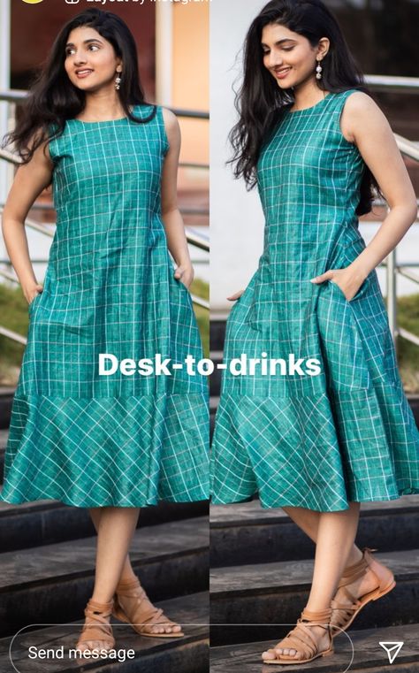 Viscous Frock Design, Cotton Churidar Stitching Ideas, Ikkat Dresses Cotton Frocks, Frock Stitching Ideas For Women, A Line Frocks For Women, Casual Frocks For Women, Simple Cotton Frocks For Women, Kurthi Design, Frock Ideas