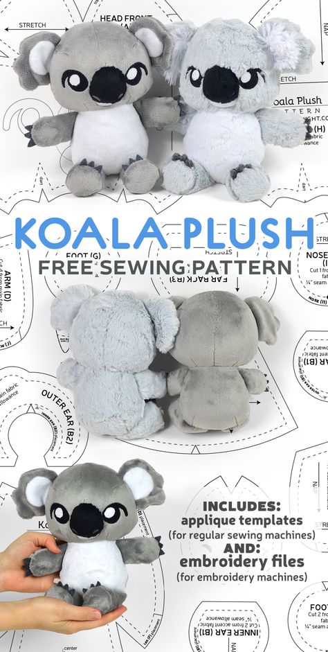 Free Pattern Friday! Koala Plush – Choly Knight Crow Plush Pattern, Free Stuffed Animal Patterns, Choly Knight, Sewn Gifts, Koala Plush, Centipedes, Making Toys, Toy Diy, Soft Toy Patterns