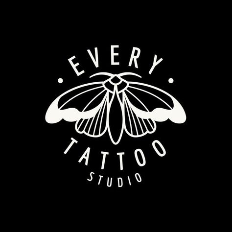 Dark Star Tattoo, Tattoo Studio Interior, Salon Tattoo, Blessed Tattoos, Tattoo Studio Design, Tattoo Salon, Tattoo Posters, Personal Branding Logo, Moth Tattoo