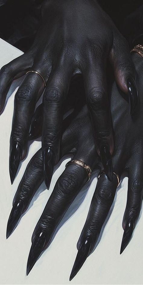 Black Fingers, Black Claws, Tattooed Girls, Books Library, Face Art Makeup, Gothic Tattoo, Dark Soul, Fantasy Aesthetic, Mystical Creatures