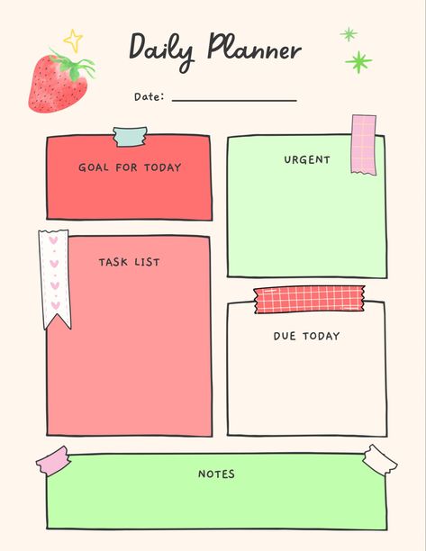 School Todo List, Strawberry Planner, Weekly Todo List, Cute Organizers, Veranda Cafe, Daily Planner Goodnotes, Simple Organization, Strawberry Theme, Monthly Planner Template