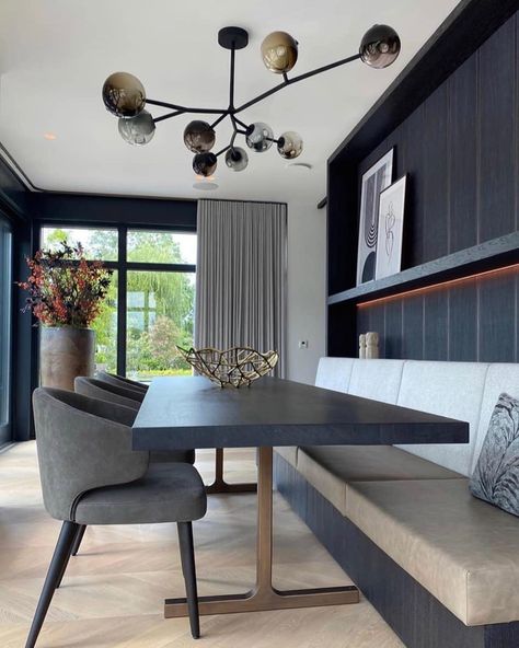 Bocci (@bocci) • Instagram photos and videos Modern Banquette Seating, Dining Room Booth, Seating In Kitchen, Dining Room Banquette, Dining Corner, Banquette Seating In Kitchen, Dining Room Bench Seating, Kitchen Banquette, Dining Room Cozy