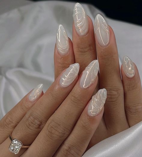 daydream 🦢✨ Nails for an engagement shoot 🤍 her ring is 💯🤩 #chromenails #nails2inspire #3dnails #naildesign #nailart #nailinspo #bridalnails #nailstagram #trendynails #pinterestnails #gelxnails #longnails #almondnails #weddingnajls Trendy Nail Designs, Her Ring, Nail Design Inspiration, Ombre Fashion, Trendy Nail, Trendy Nail Design, Bridal Nails, Look Here, Nail Games