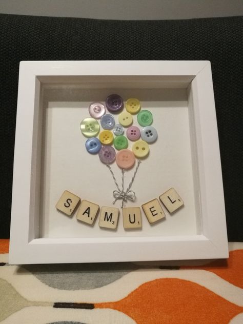 Scrabble Frame Ideas, Scrabble Letter Crafts Diy Projects, Scrabble Wall Art Diy Framed, Baby Name Frame, Scrabble Diy, Scrabble Letter Crafts, Scrabble Tile Art, Scrabble Frames, Scrabble Tile Crafts