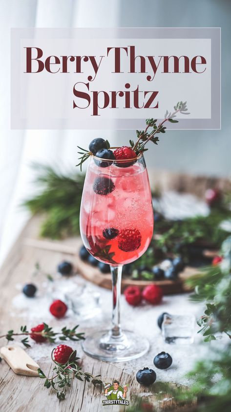 Discover the refreshing Berry Thyme Spritz Mocktail Recipe, the perfect non-alcoholic drink for summer! This delightful blend of berries and fresh thyme creates a vibrant herbal cocktail that’s ideal for warm days. Enjoy this easy-to-make berry cocktail at your next gathering or as a refreshing treat. Perfect for those seeking delicious summer refreshments without the alcohol! Winter Spritz, Spritz Mocktail, Winter Mocktails, Drink For Summer, Berry Cocktail, Summer Drinks Alcohol, Party Drinks Alcohol, Mocktail Recipe, Summer Refreshments