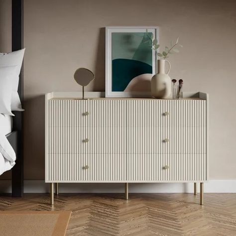 Beige Chest Of Drawers, Dunelm Bedding, Contemporary Luxe, Large Chest Of Drawers, Chest Of Drawers Bedroom, Dressing Table Storage, Bedroom Chest Of Drawers, Simple Frame, Beige Living Rooms