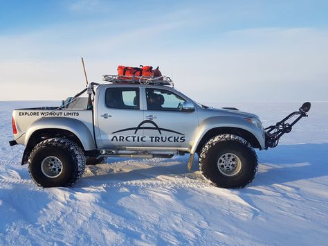 Arctic Trucks Found a New Route Across Antarctica Toyota Hilux Arctic Trucks, Arctic Trucks, Toyota 4runner Trd, Overland Truck, Dually Trucks, Armored Truck, Custom Pickup Trucks, Range Rover Classic, Toyota Trucks