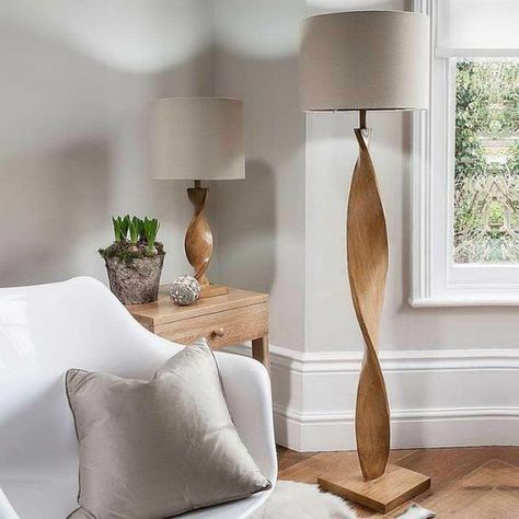 Neutral Floor Lamp, Lamp Stand Ideas, Unique Floor Lamps Modern, Standing Lamps Living Room, Floor Lamp Wood, Living Room Floor Lamp, Unique Bedroom Ideas, Wooden Floor Lamp, Decor Things