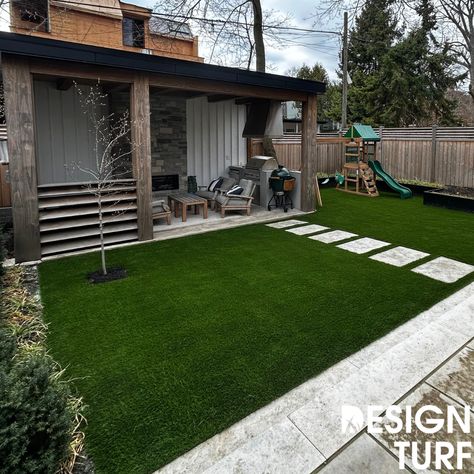 Check out this transformation!   If your yard looks like this “before” photo, call us today for a quote. The backyard of your dreams could be yours in less than a day.   Really! No more mowing, patchy grass, or mud. Just a lush, green lawn all year long.  Call: 416-546-6490 Email: info@designturf.ca       #turf #artificialturf #artificialgrass #grass #syntheticgrass #green #lowmaintenance #fakegrass #nomowing #inspiration #petfriendly #nomoremud #outdoorliving #lowmaintenance #homegoals  #curbap Turf Backyard, Synthetic Lawn, Fake Grass, Artificial Turf, Green Lawn, Artificial Grass, Backyards, Lush Green, Low Maintenance